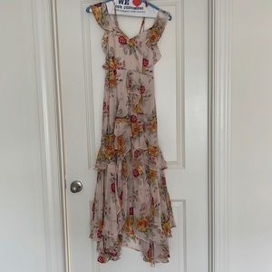 Ruffle maxi dress rose floral print